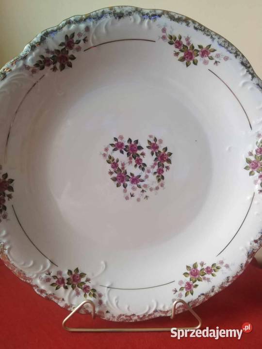 Duży Talerz Patera Kwiecista Łąka Pnącze Różane Porcelana i szkło Wałbrzych