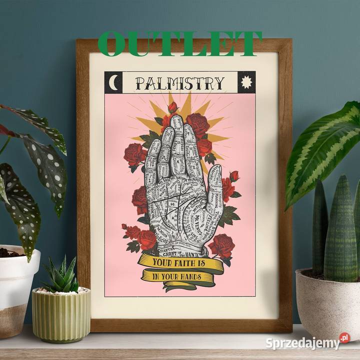 Obraz plakat grafika Palmistry czarna rama Obrazki i obrazy Warszawa