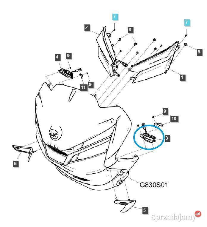 Lampa przednia lewa TRG760 LS MT7101 LS Tractor Tajęcina