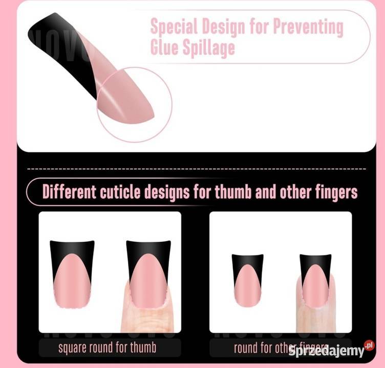 Sztuczne paznokcie tipsy Halloween French Black Domaszczyn