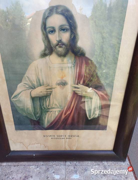 93 Stary przedwojenny obraz oleodruk Boskie Tczew