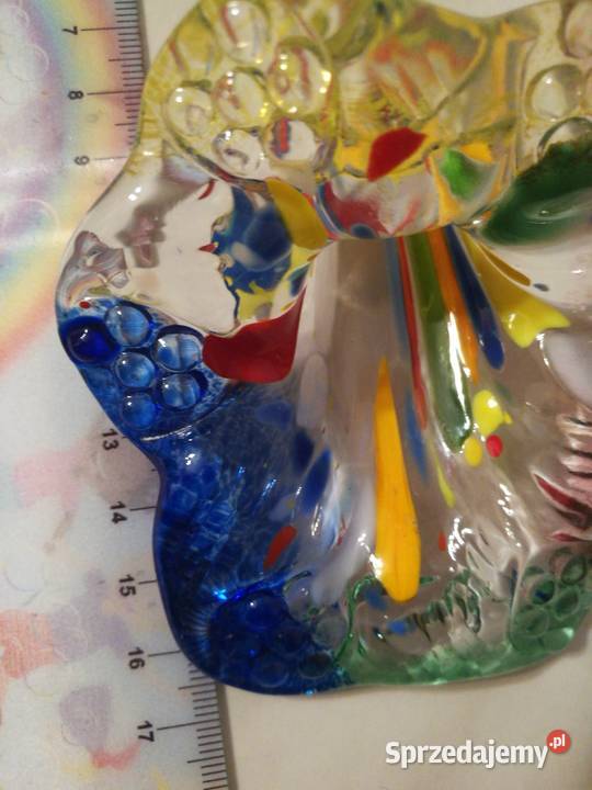 Szklany kolorowy kwiat leżący dekoracja Choszczno