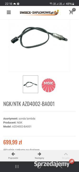 Sonda lambda AZD4002BA001 NTK NGK mazowieckie Warszawa