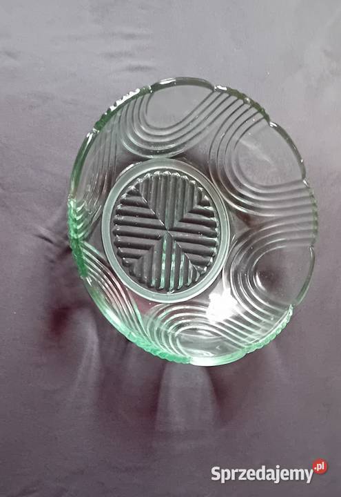 Miska art deco w kolorze zieleni uranowej Koźminek