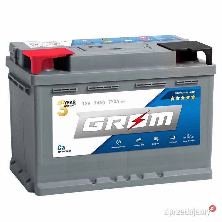Akumulator 74Ah 720A L GROM Premium Gliwice