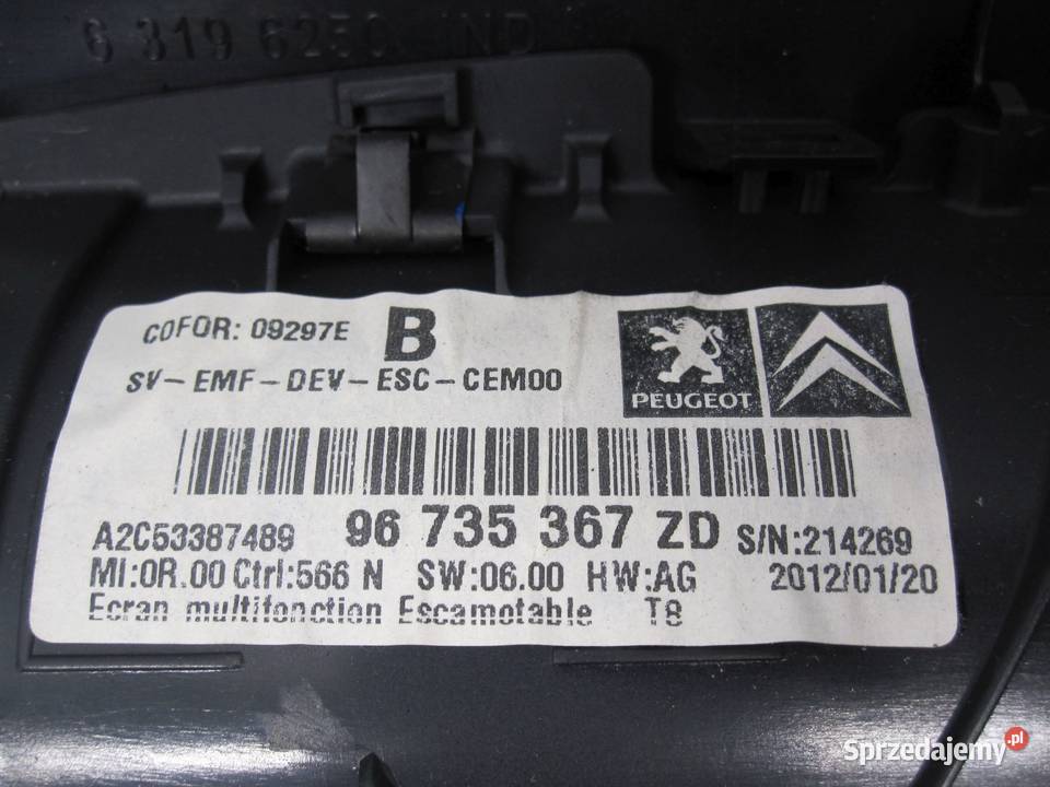 PEUGEOT 3008 I 12r ekran wyświetlacz 96735367ZD Kielce