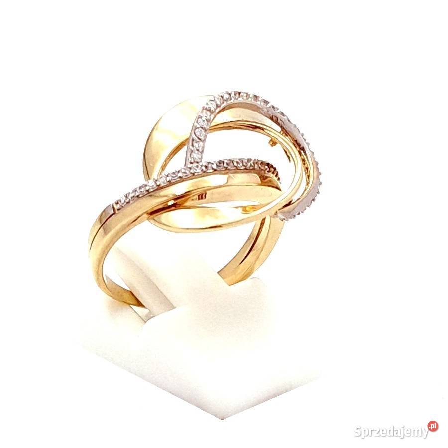 Pierścionek r14 Złoty pr333 Modern z kamieniami wielkopolskie