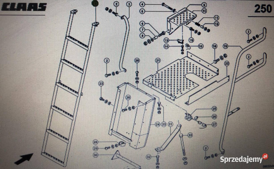 Drabinka Claas Mega 370340 1 na rys katalogowym Części i osprzęt rolniczy Jastrzębniki