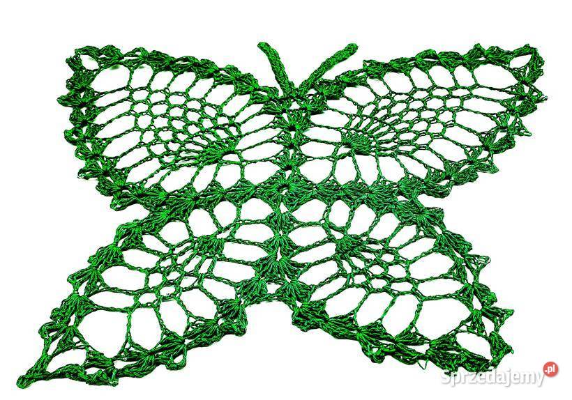 Serwetka na szydełku rękodzieło motyl zielona 07 wielkopolskie Poznań sprzedam