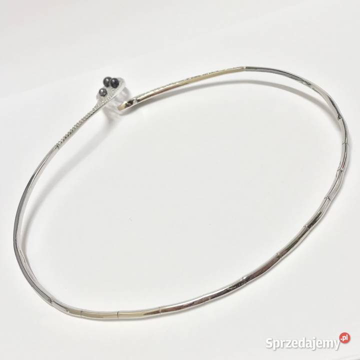Złoty Naszyjnik 14K BIAŁE złoto CZARNE perły