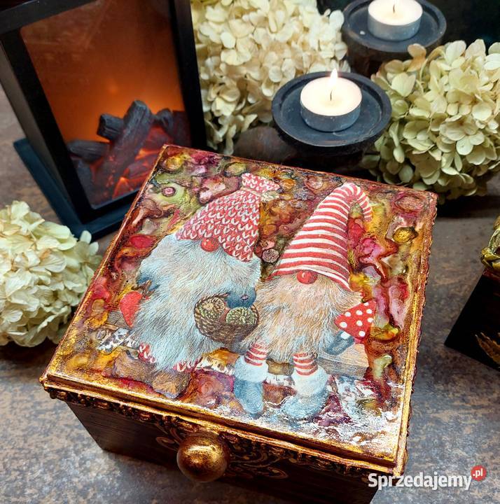 Skrzynka Szkatułka Decoupage Rękodzieło Święta łódzkie Łódź