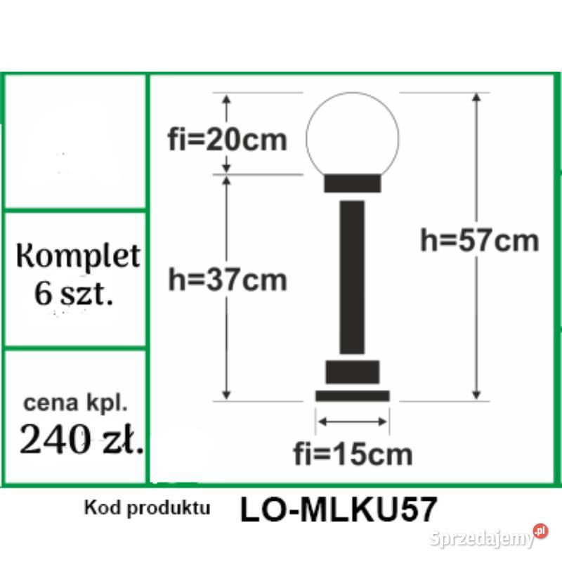 Komplet Lamp ogrodowych Mleczne Kule wysokość 57 Siedlec sprzedam