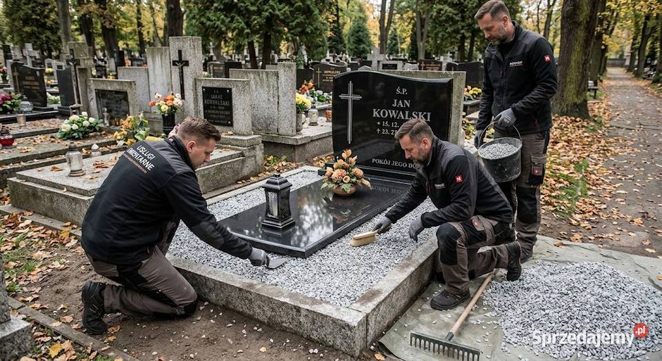 Obsypanie grobu kamyczkami kamykami grysem Wrocław