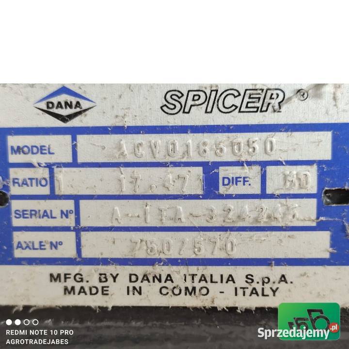 Przedni most 75501060611 DANA 750570 Valtra T214 Wilkowo sprzedam