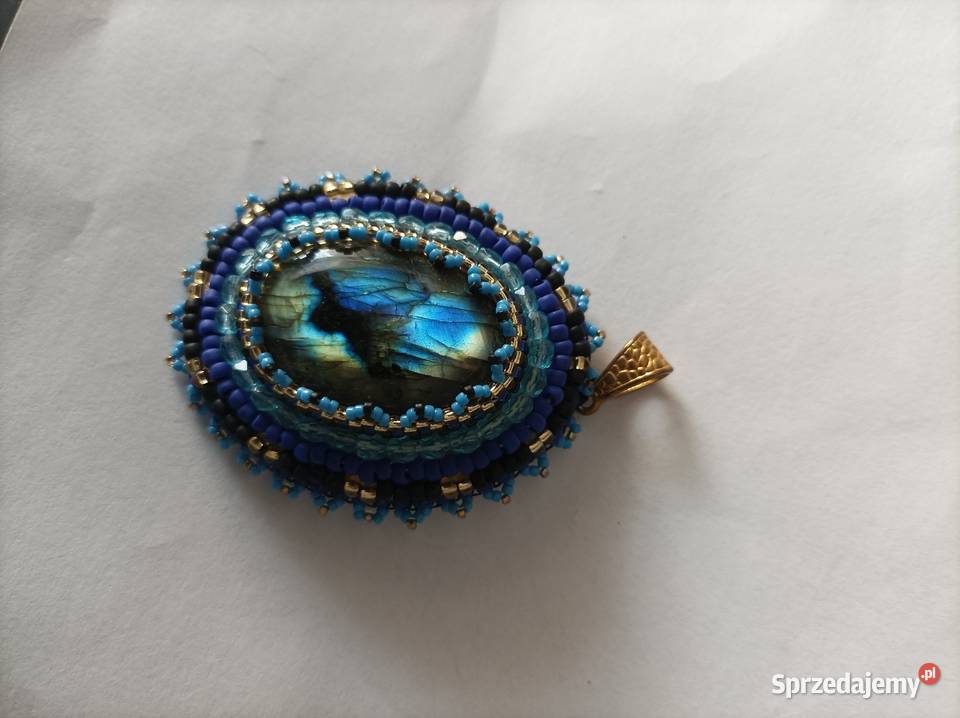 Labradoryt zawieszka haft koralikowy Częstochowa sprzedam