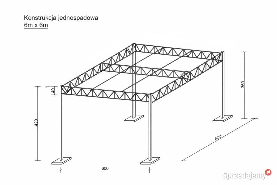 Konstrukcja Stalowa 6x6 Wiata Hala Garaż Carport łódzkie Rawa Mazowiecka