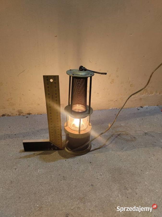 Lampa Górnicza elektryczna mosiężna mosiądz prl małopolskie Kraków