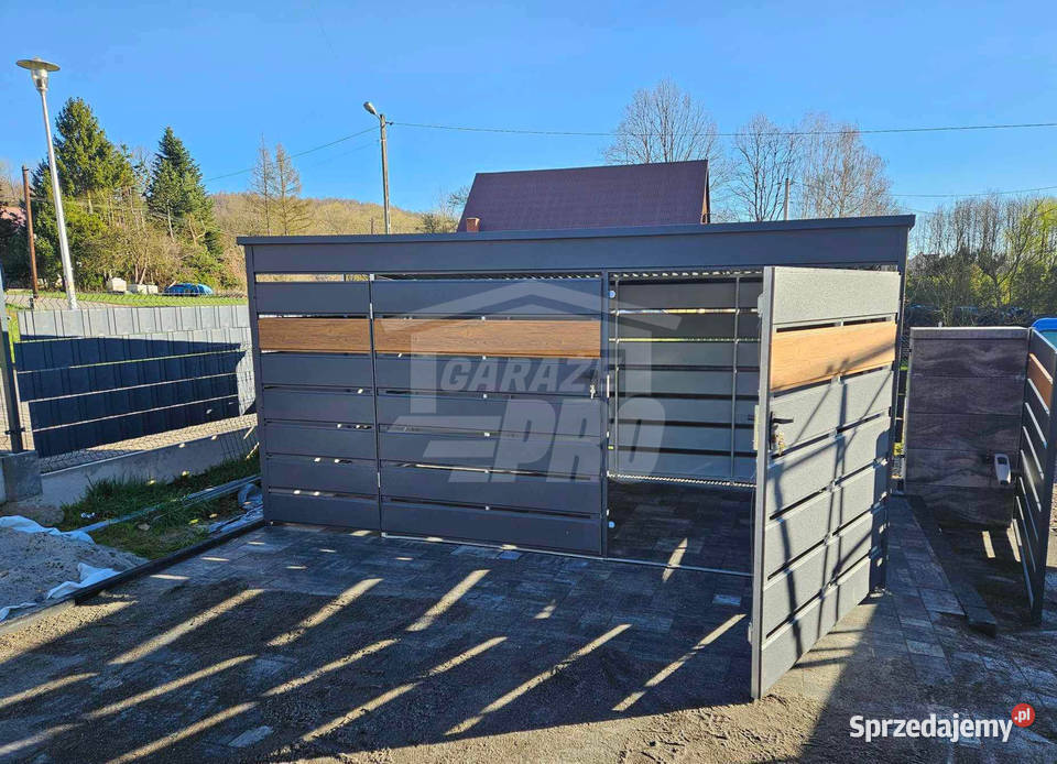 Wiata śmietnikowa 4x21m Antracyt jasny orzech Dom i Ogród