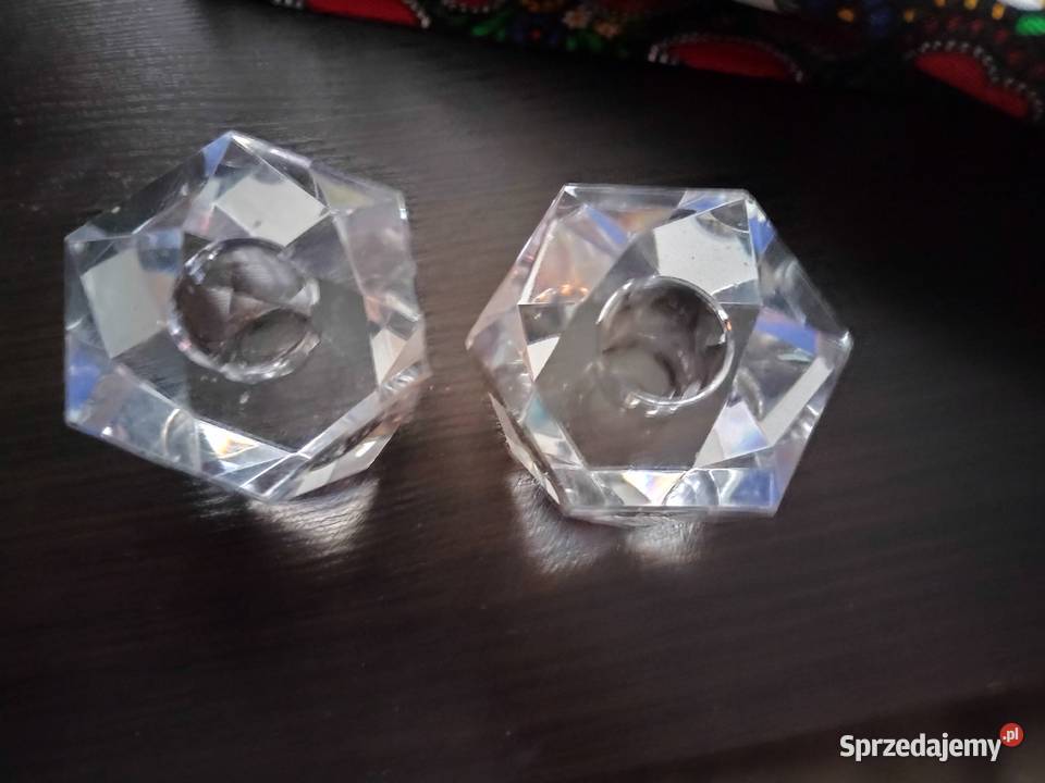 Dwa kryształowe świeczniki Pozostałe Choszczno