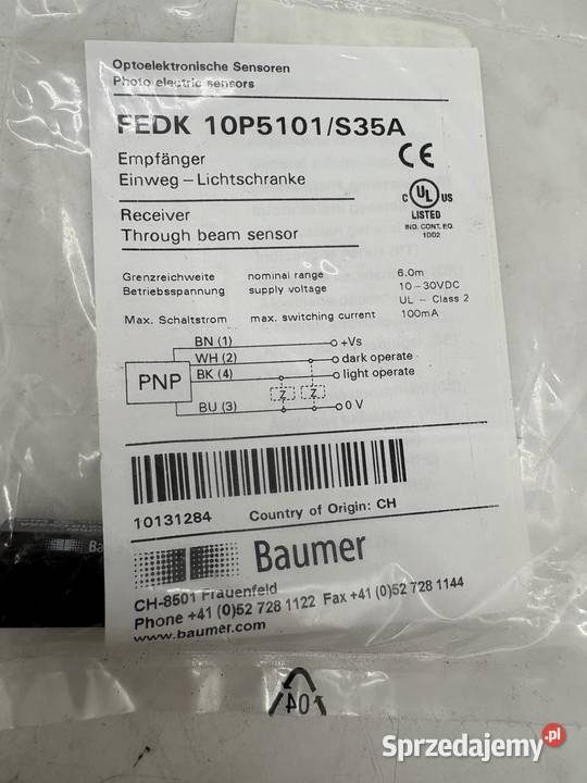 Baumer FEDK 10P5101S35A Czujnik optyczny Pozostałe