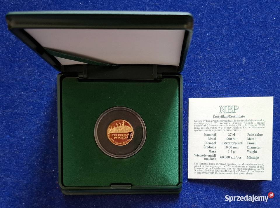Złota Moneta Kolekcjonerska 37 Ks Jerzy Numizmatyka Gliwice