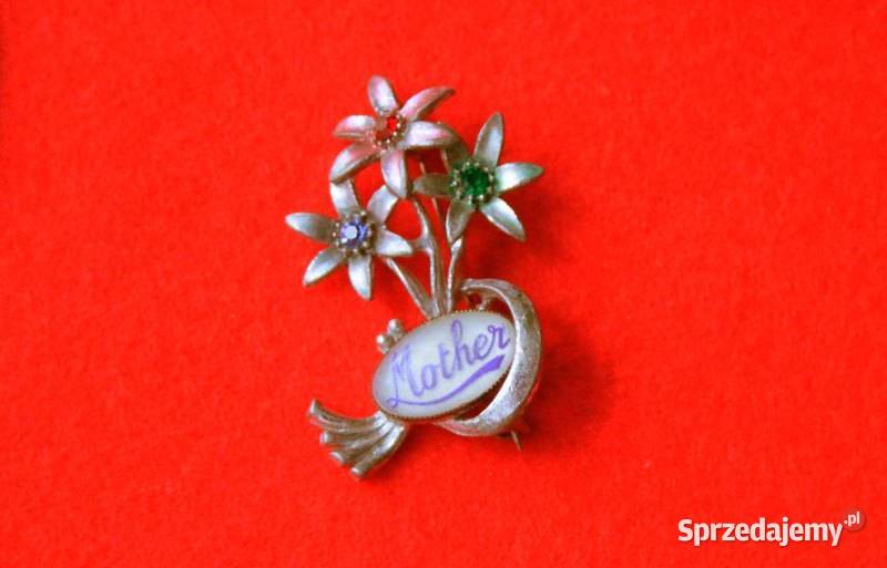 Stara angielska broszka bukiet kwiatów matki Ochojno sprzedam