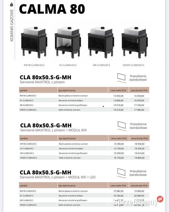 HITZE Kominek gazowy CALMA 80S Akucream grafit wielkopolskie Poznań