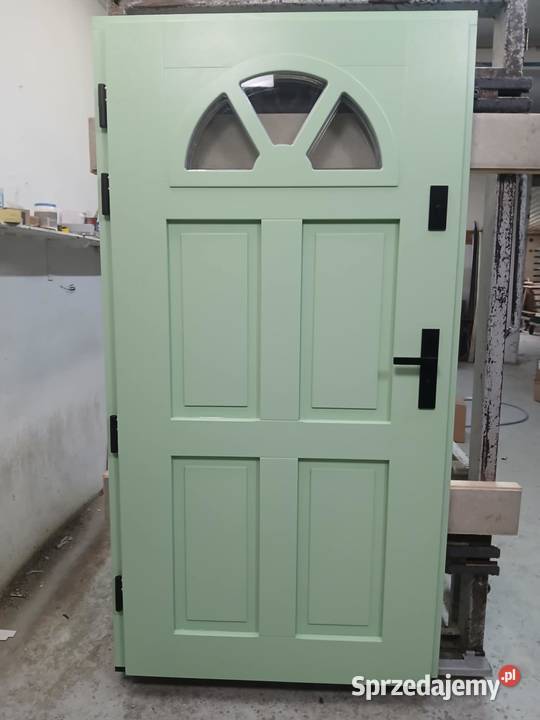 Drzwi zewnętrzne drewniane zielone mazowieckie Płock sprzedam