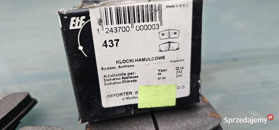 Klocki hamulcowe przód daihtasu applause charade Zbąszyń sprzedam