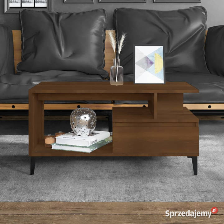 Stolik kawowy brązowy dąb 90x49x45 materiał Warszawa