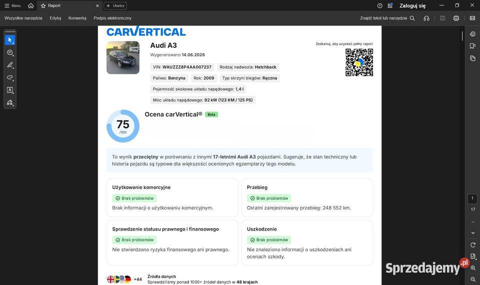 Audi A3 Sportback 14 125 możliwa zamiana Rzeszów