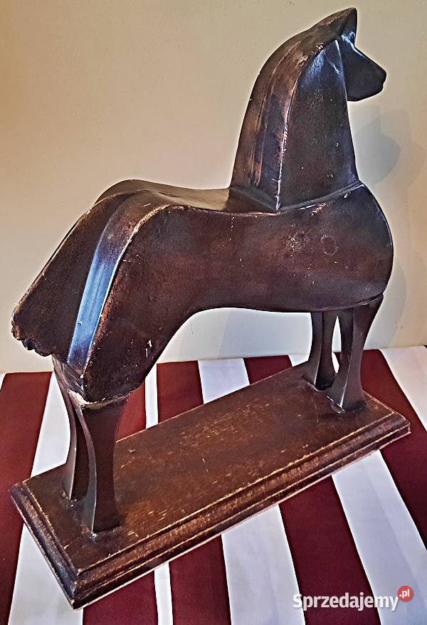 Koń dekoracja ceramika drewno wysokość 35 brązowy Ostrów Wielkopolski