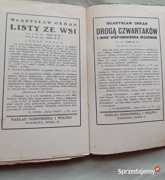 Władysław Orkan Czantorja Gebethner Wolff 1936 r