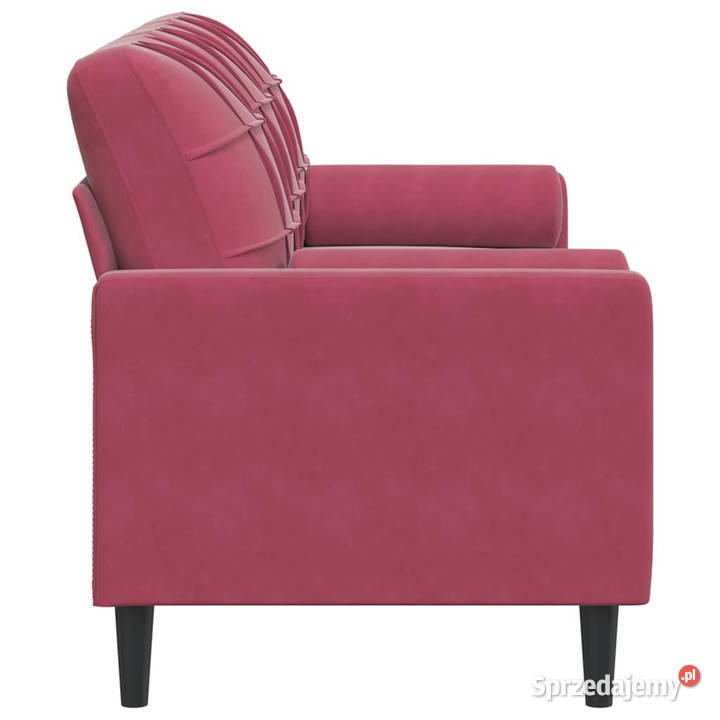 3osobowa sofa z poduszkami winna czerwień 180