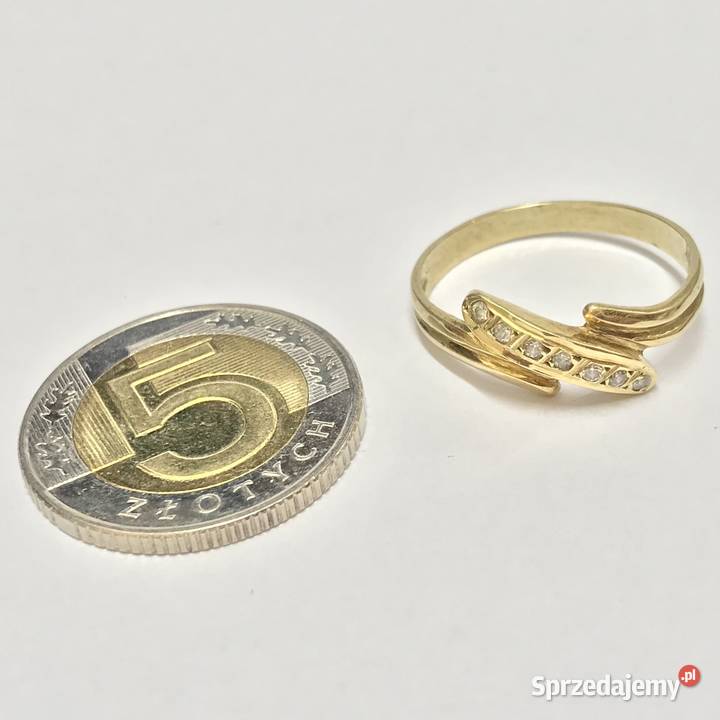 Złoty pierścionek 585 14K cyrkonie elegancki