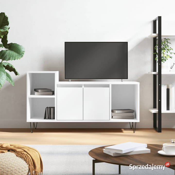 Szafka pod TV biała 100x35x55 materiał
