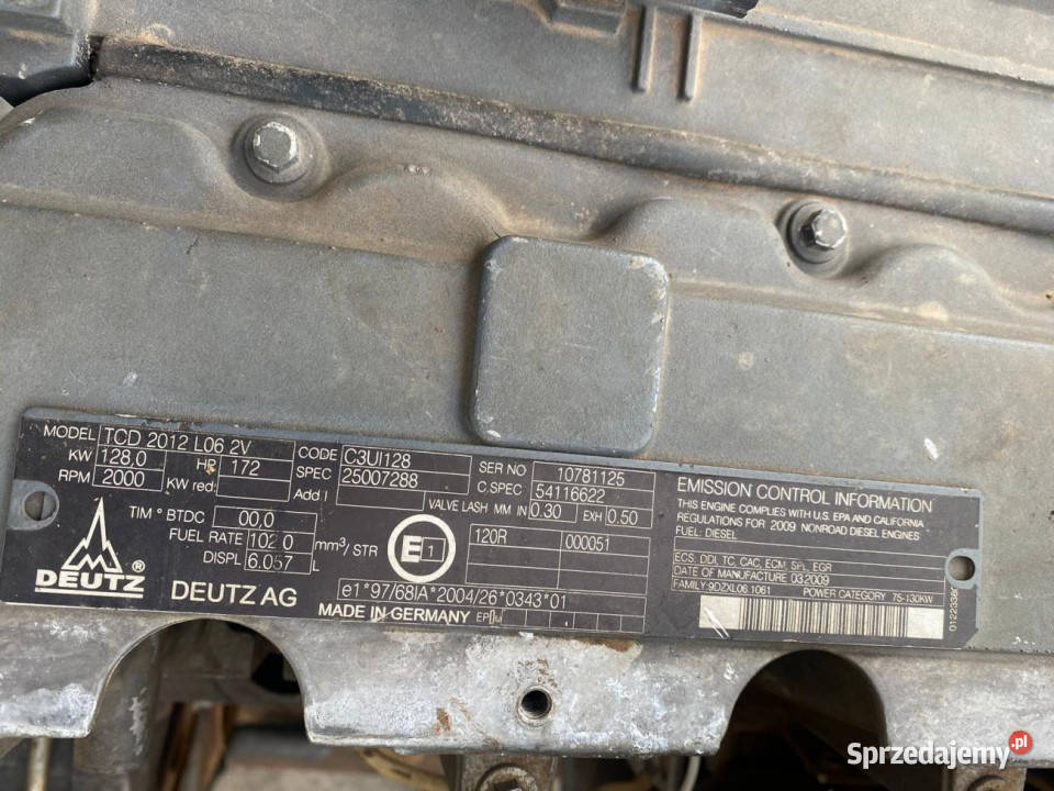 Silnik Deutz TCD 2012 L06 2V KW 1280 C3UI128 Pozostałe Jastrzębniki