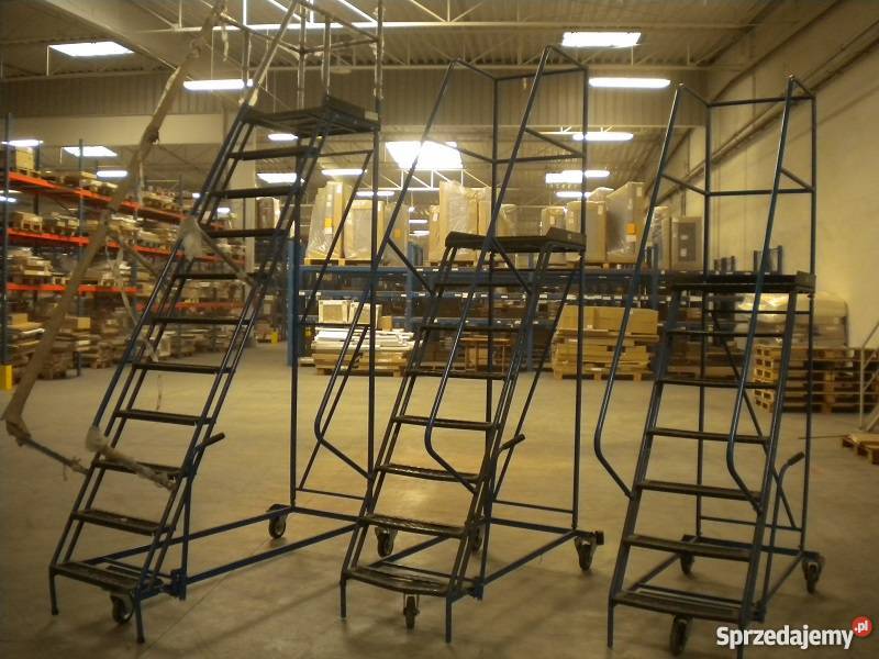Drabiny magazynowe przejezdne firmy PROMAG Magazynowanie Sady