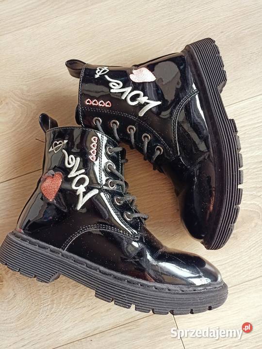 Buty botki trzewiki dziewczęce czarne Płock