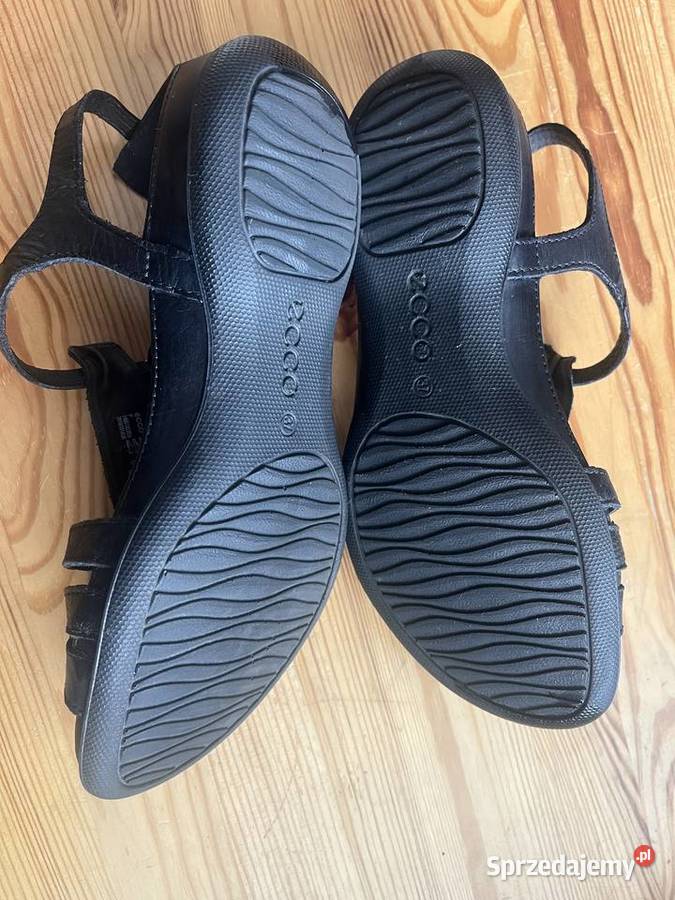 Sandały damskie skórzane czarne firmy Ecco Flash Gdańsk sprzedam