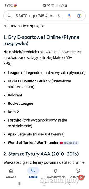 Komputer stacjonarny do gry pc i516gbgtx 4gb strzelaniny Kielce