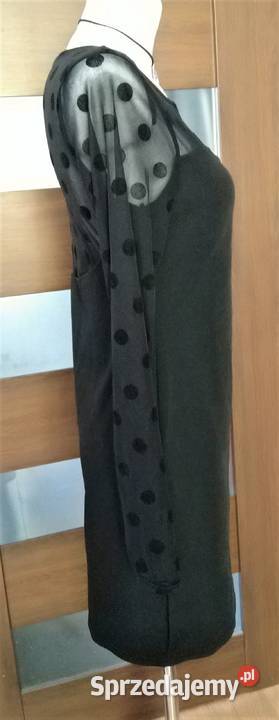 Mała czarna sukienka w kropki grochy retro Krosno