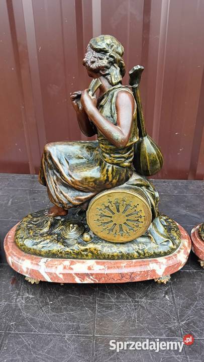 Piękny zegar kominkowy z wazonami Francja XIX Jasło