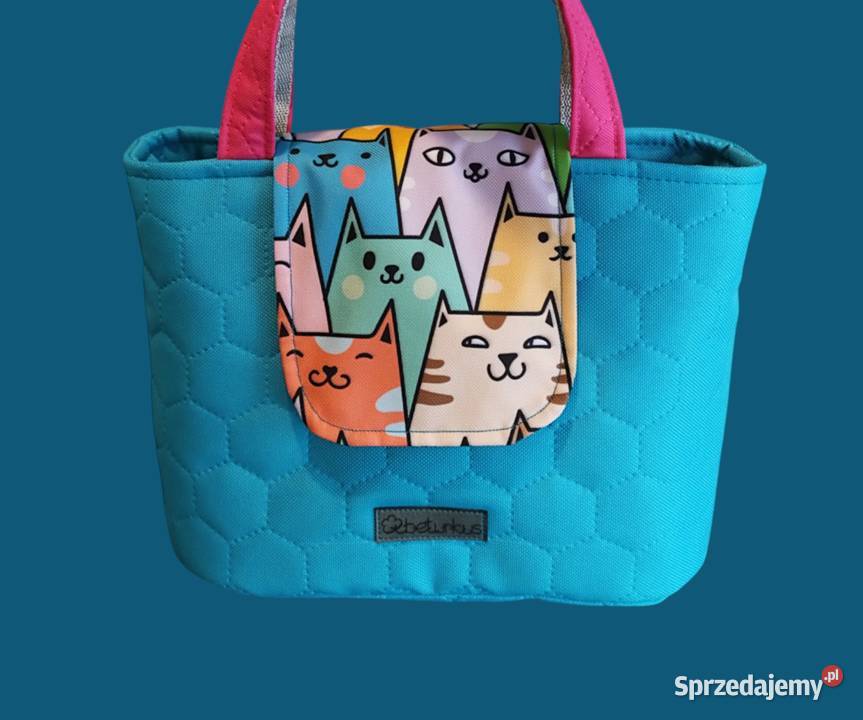 Niebieska Torebka Koszyk w KOTKI handmade Torby i torebki Kraków