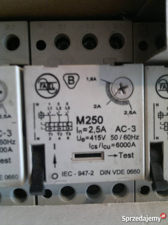 Wyłącznik M250 zakres 1625A AC3 śląskie Dąbrowa Górnicza