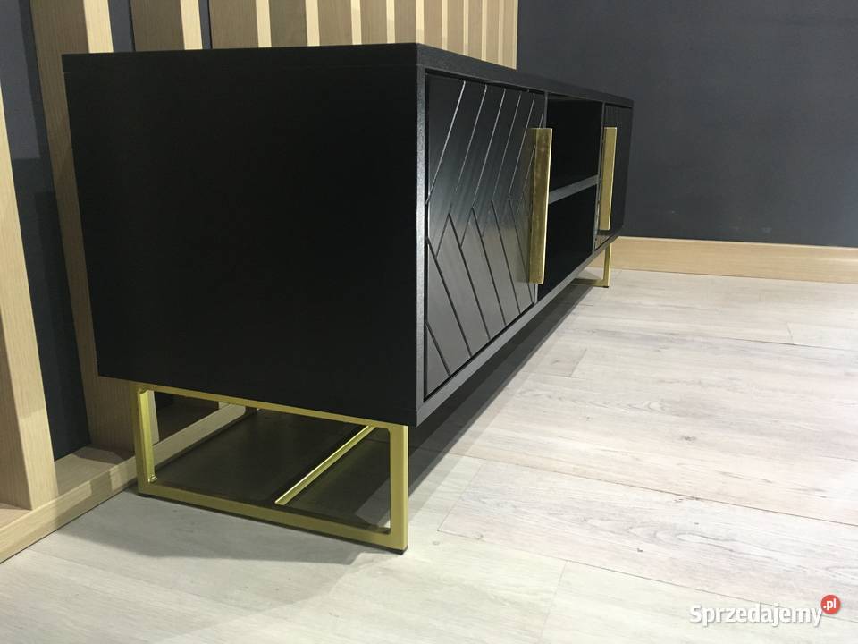 Szafka sideboard 150 czarna fronty jodełka Szafy, regały, półki Warszawa