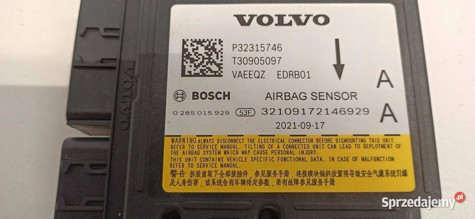 VOLVO V60 CC MODUŁ SENSOR AIRBAG 32315746 dolnośląskie