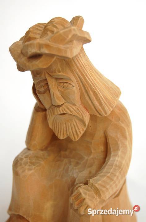Jezus Chrystus frasobliwy rzeźba drewniana beżowy Lublin