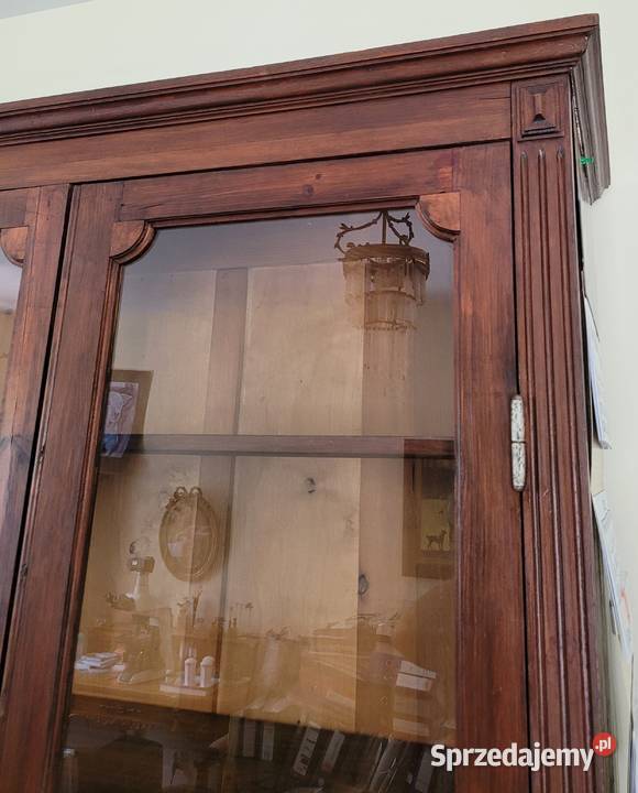 Stara drewniana witryna biblioteczka odnowiona Wrocław