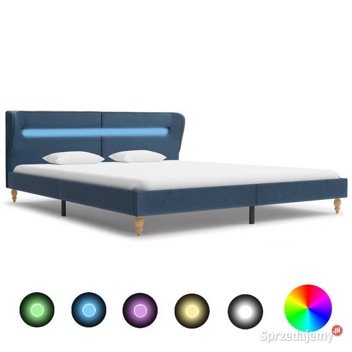 vidaXL Rama łóżka z LED, niebieska, tapicerowana280605